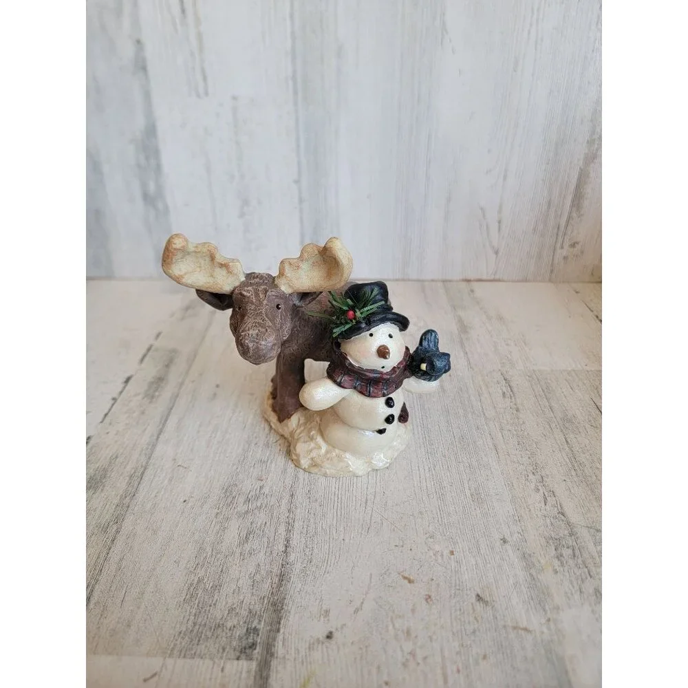 Woodland moose vintage snowman Home decor‎ figure bird